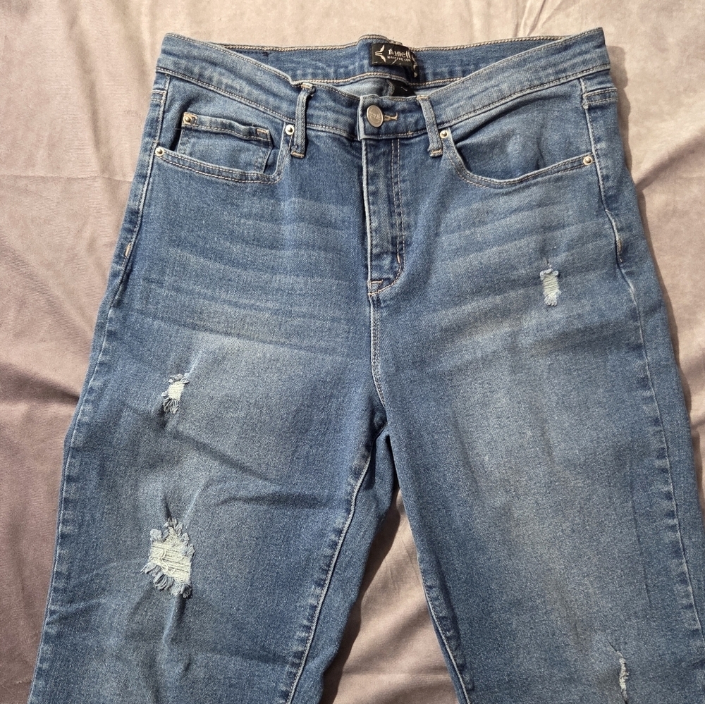Nanette Lepore Belle High Rise Slim Straight Blue Denim Jeans Sz 8 EUC - Picture 3 of 9
